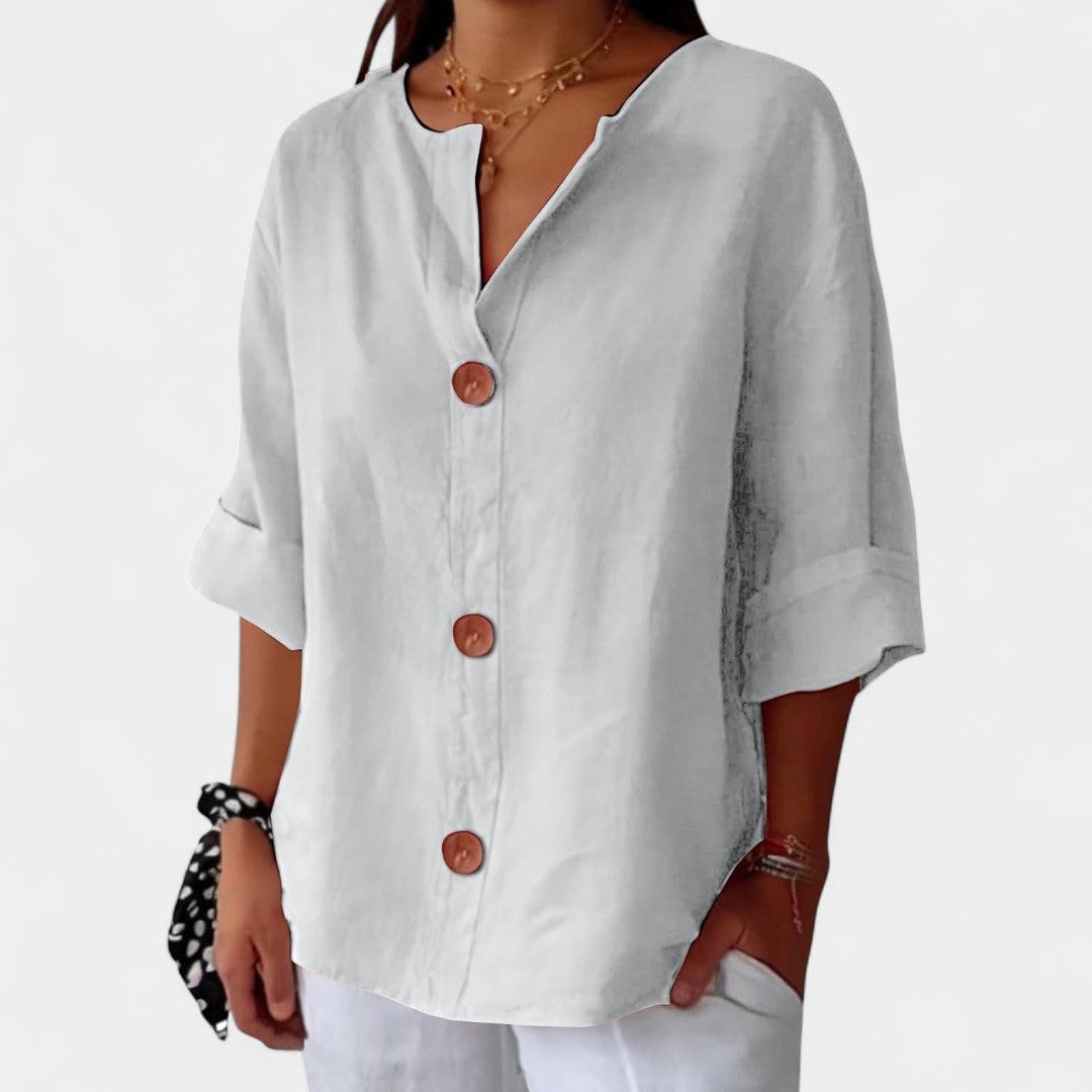 Kalliroi Linen Blouse Lightweight Elegant Summer Wear