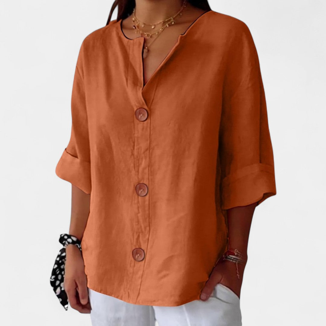 Kalliroi Linen Blouse Lightweight Elegant Summer Wear