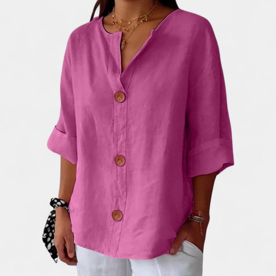 Kalliroi Linen Blouse Lightweight Elegant Summer Wear