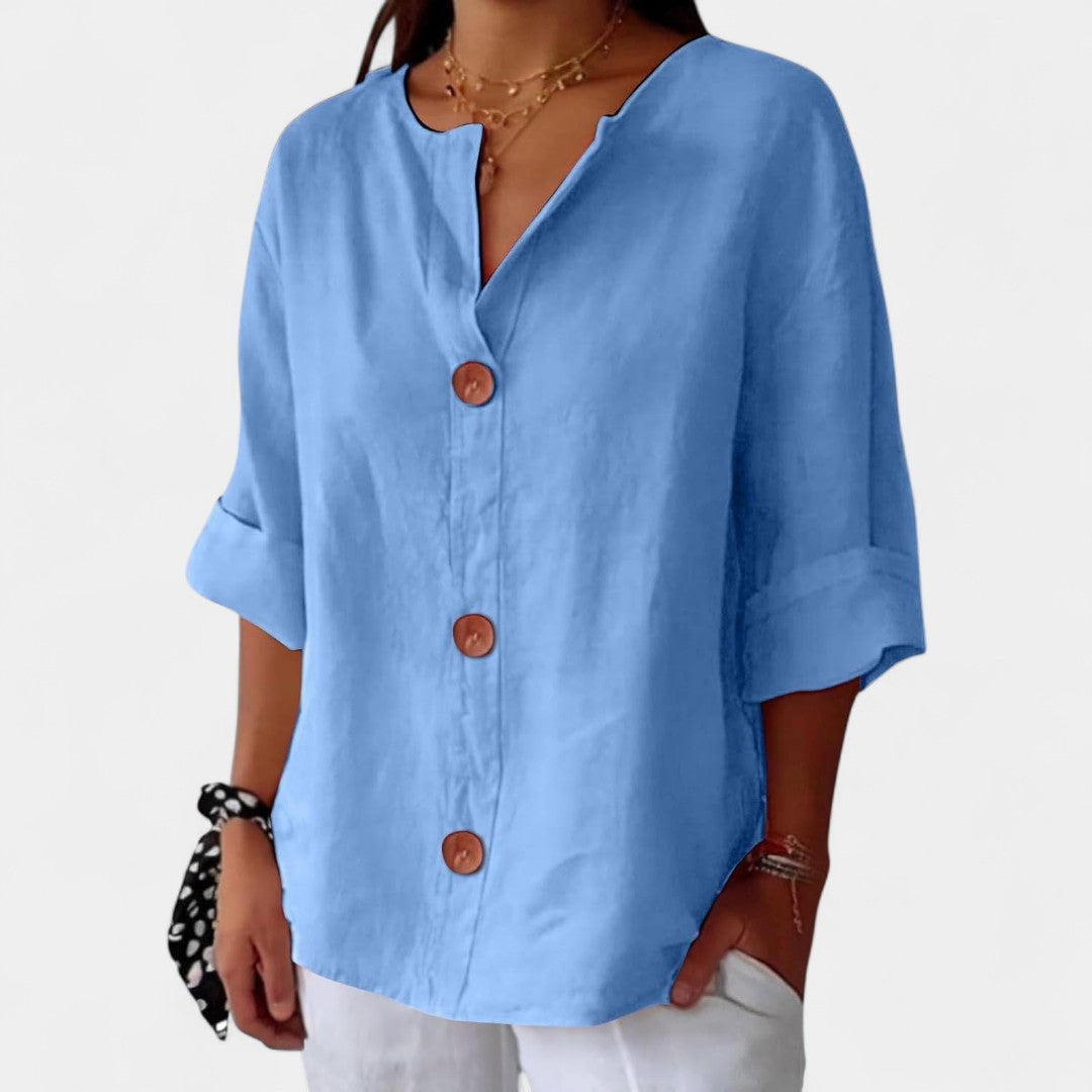 Kalliroi Linen Blouse Lightweight Elegant Summer Wear