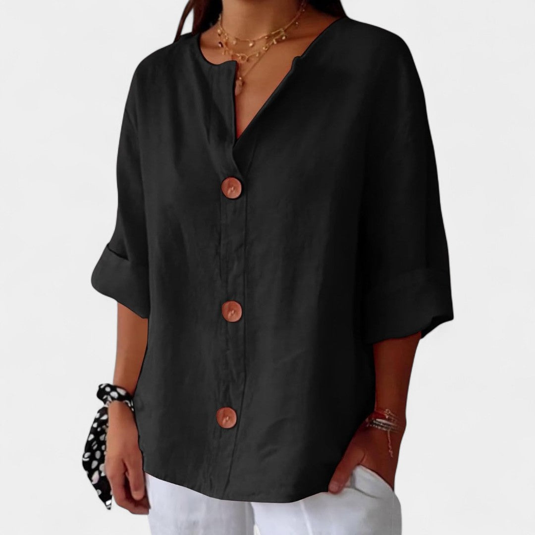 Kalliroi Linen Blouse Lightweight Elegant Summer Wear