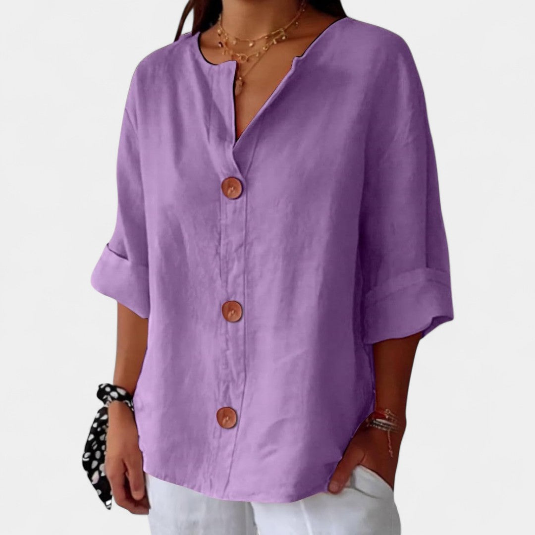Kalliroi Linen Blouse Lightweight Elegant Summer Wear