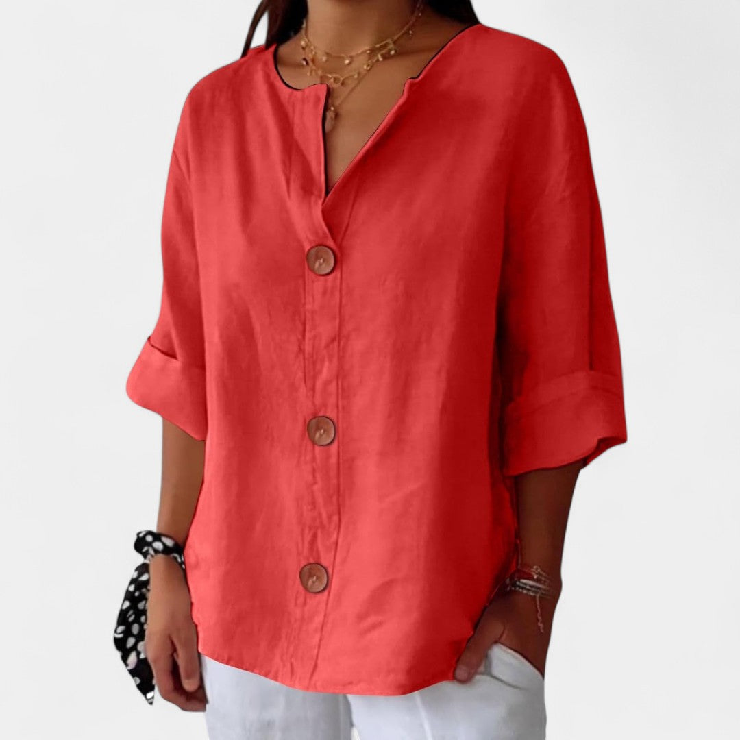 Kalliroi Linen Blouse Lightweight Elegant Summer Wear