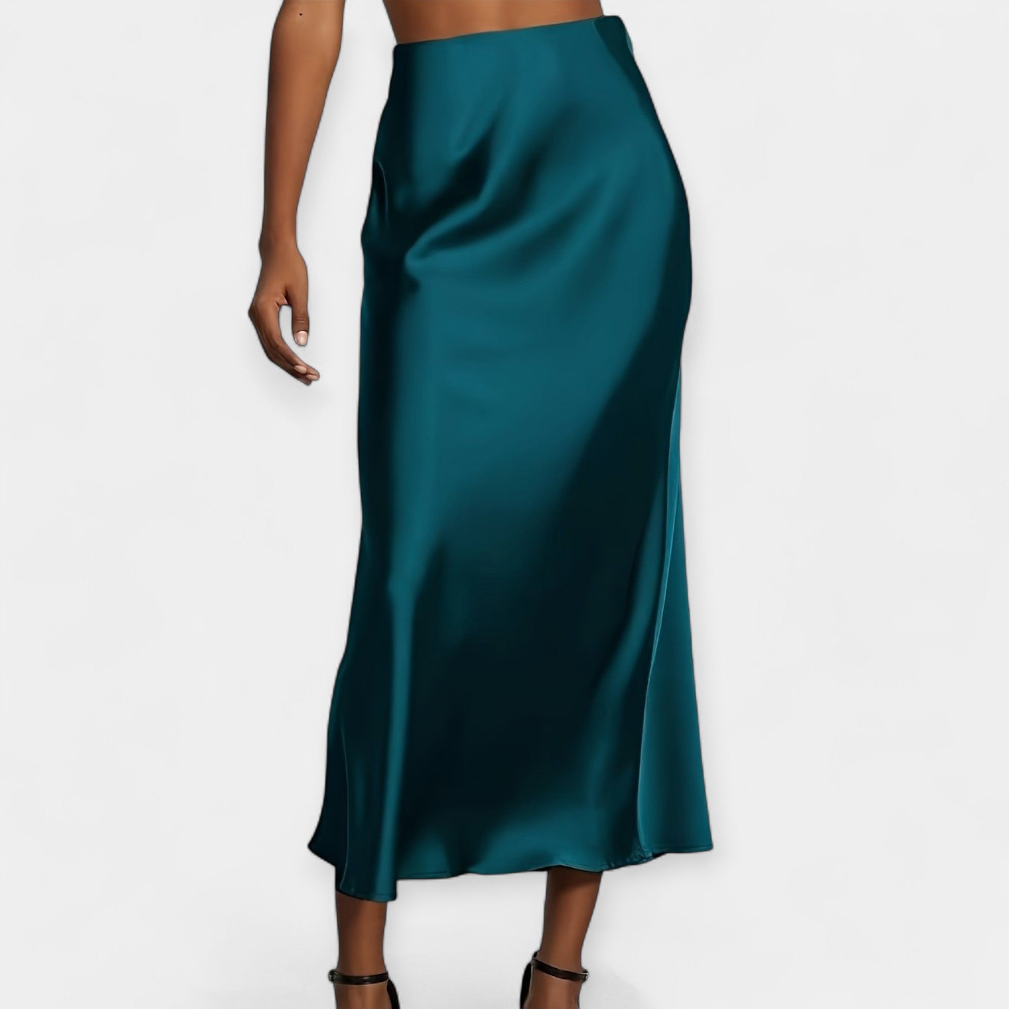 Midi High Waisted Satin Skirt Timeless Elegant Style