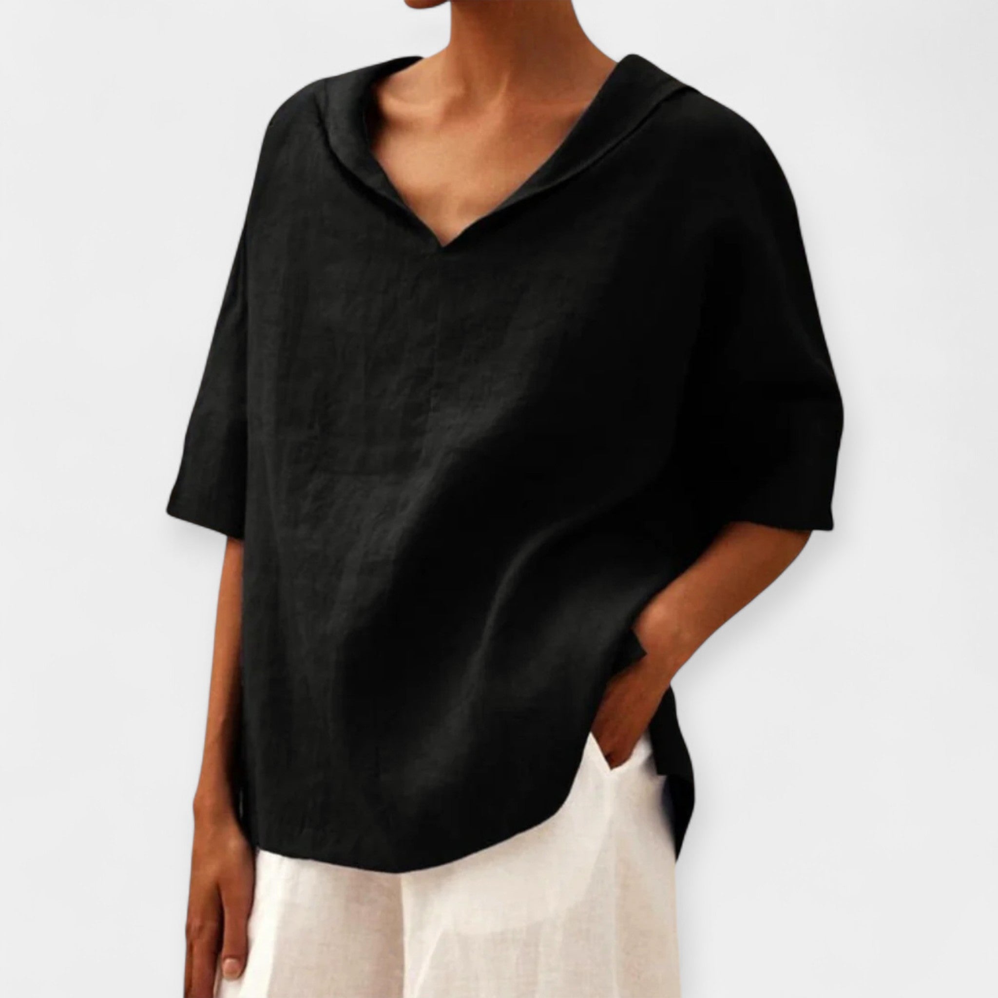 Linen Loose Fit Blouse With Breathable Fabric For Everyday
