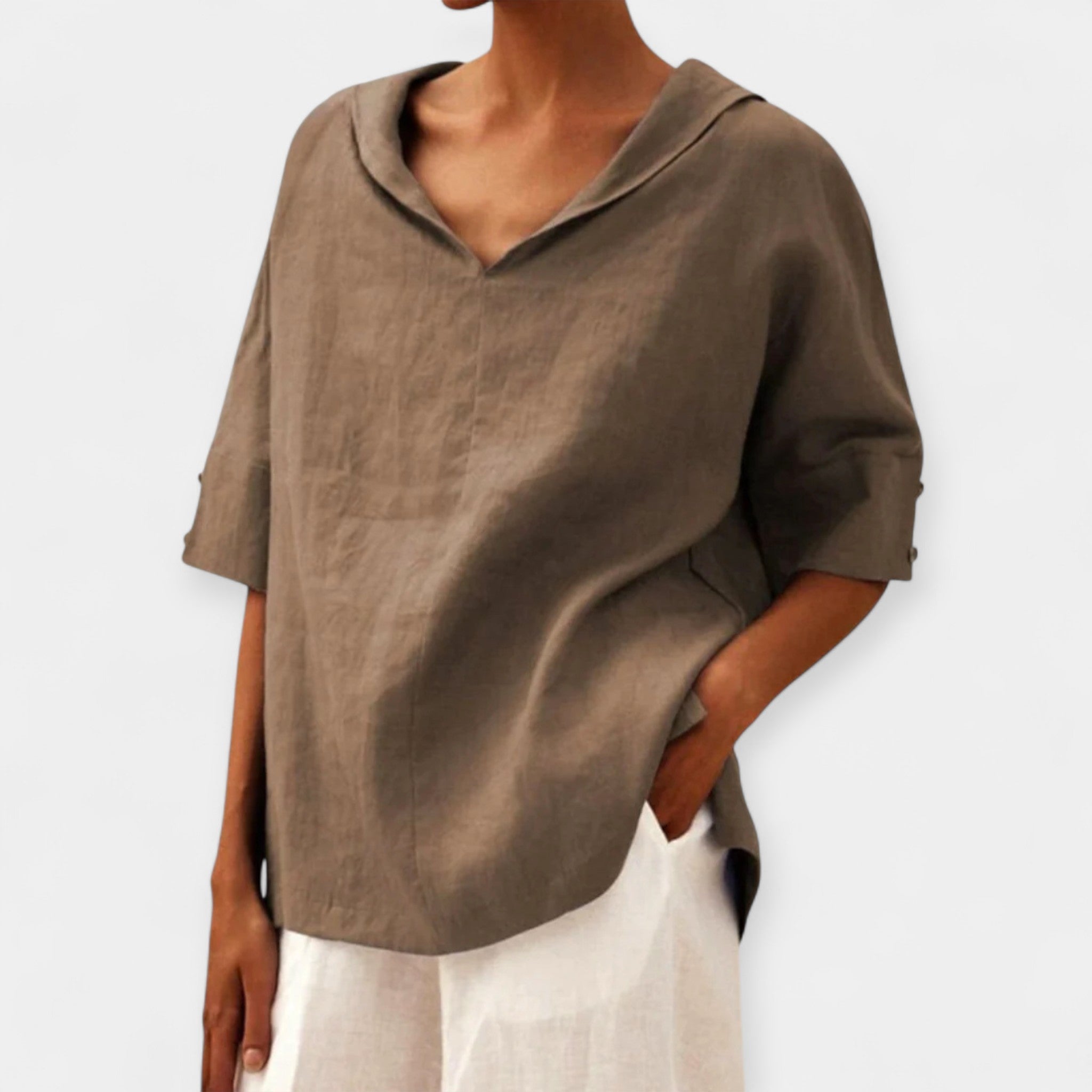 Linen Loose Fit Blouse With Breathable Fabric For Everyday