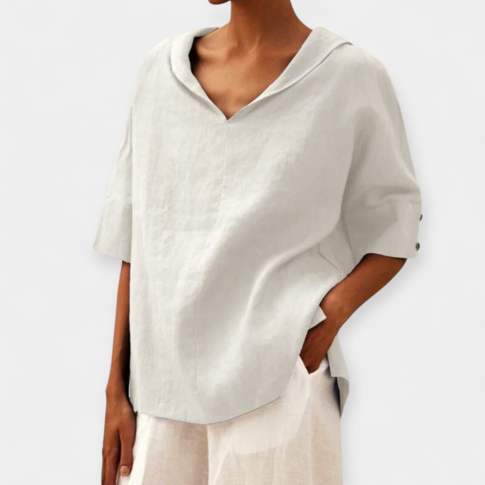Linen Loose Fit Blouse With Breathable Fabric For Everyday