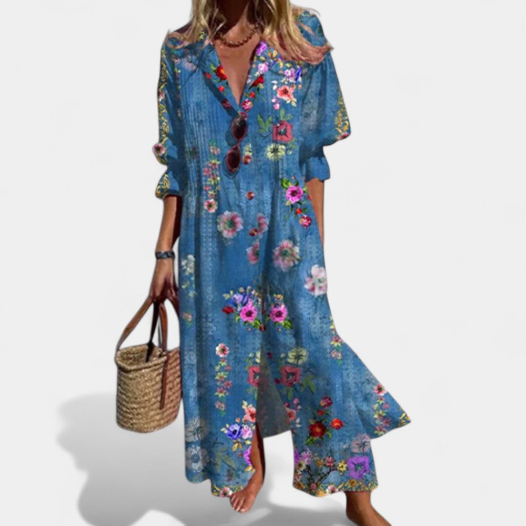 Anais Floral Maxi Dress With Pockets And Flowy Silhouette