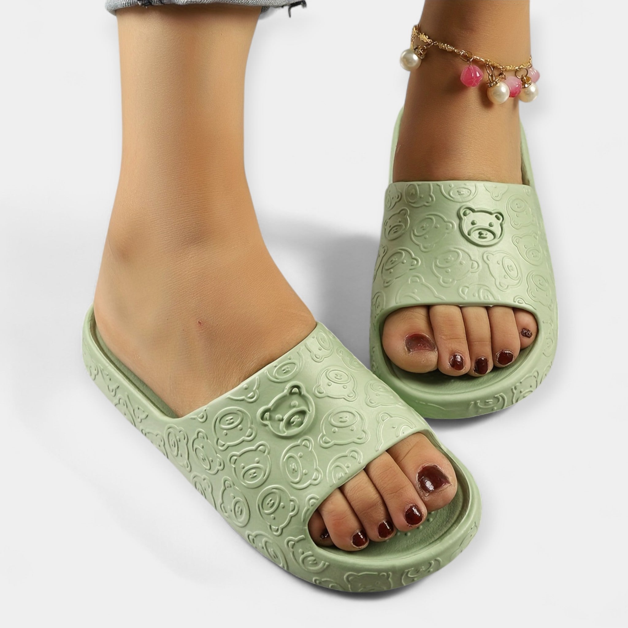 Bear Design Open Toe Slippers For Summer Beach And Home