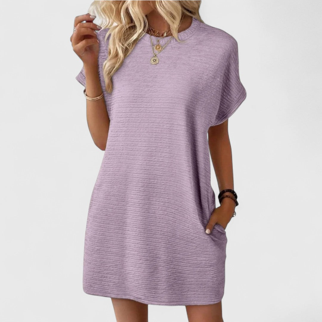 Pantelia Minimalist Dress Round Neckline For Elegant Looks