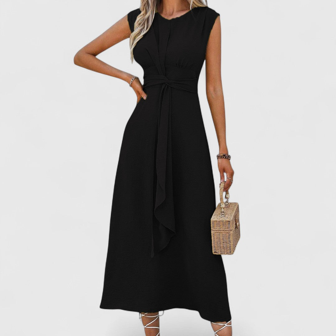 Theano Sleeveless Maxi Dress With Round Neckline Elegant