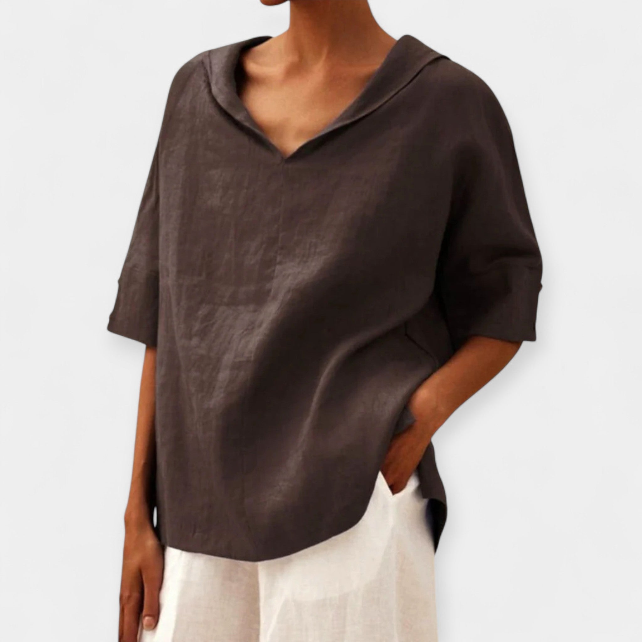 Linen Loose Fit Blouse With Breathable Fabric For Everyday