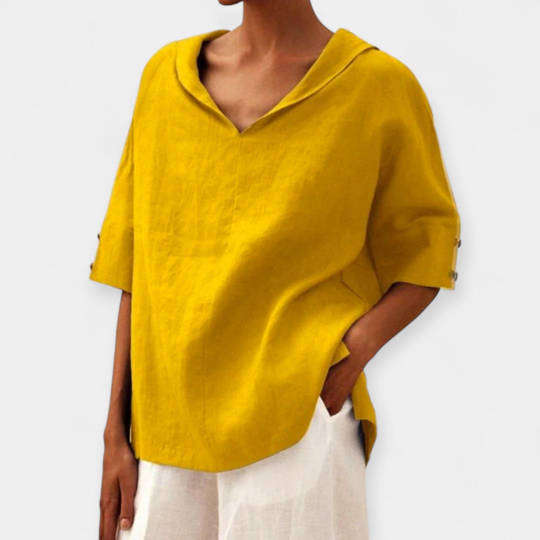 Linen Loose Fit Blouse With Breathable Fabric For Everyday