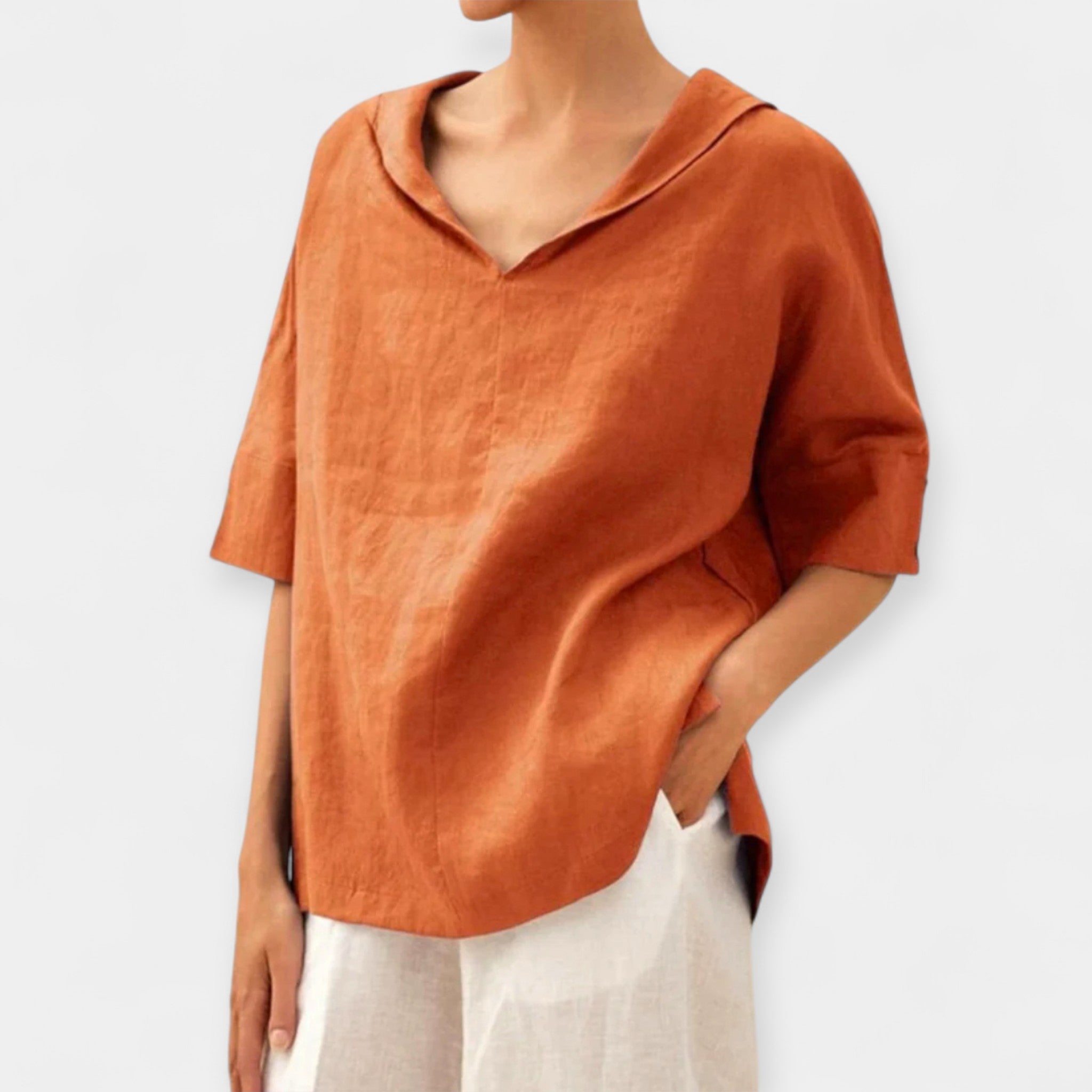 Linen Loose Fit Blouse With Breathable Fabric For Everyday