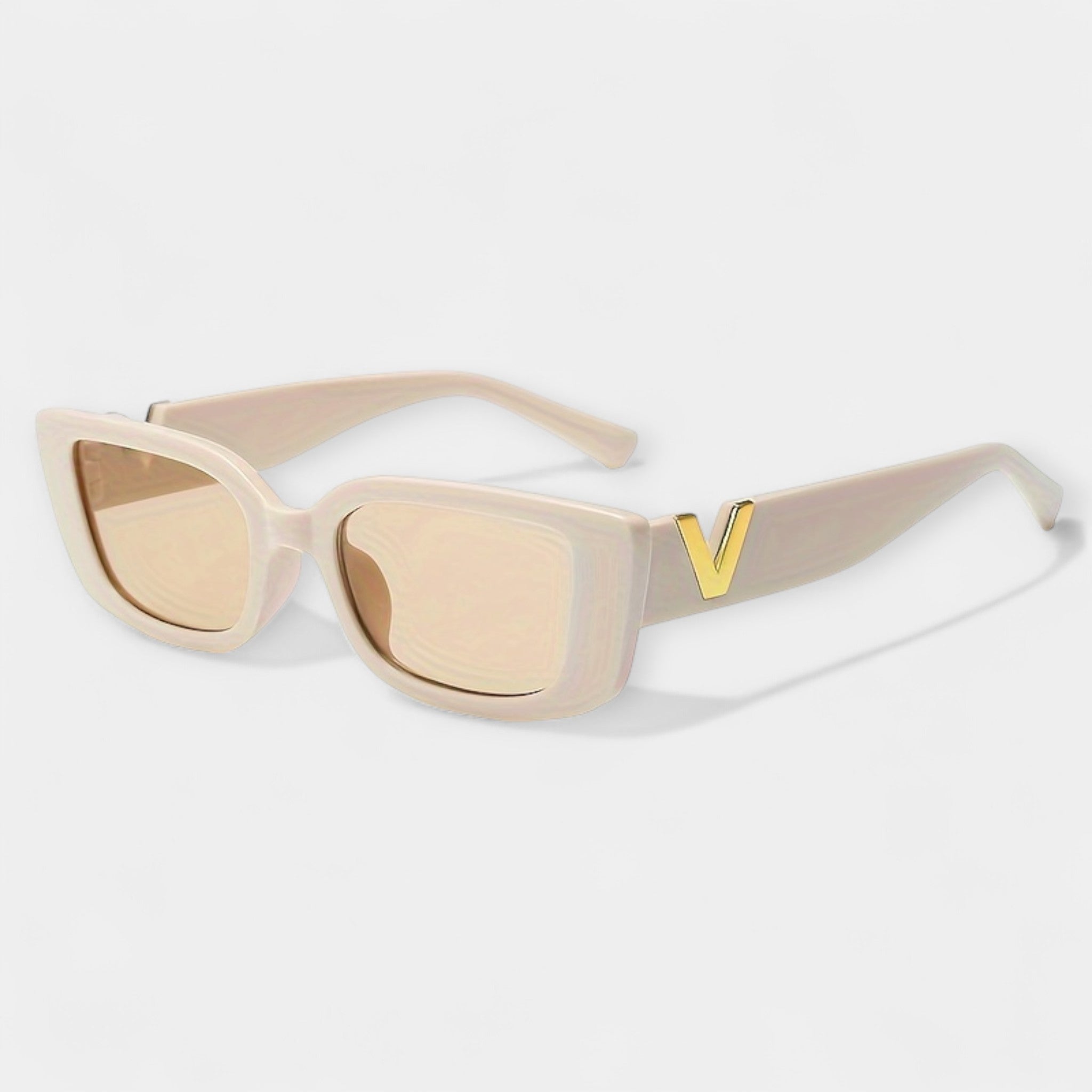 Vintage Square Glasses Black Frame With Gold V Detail