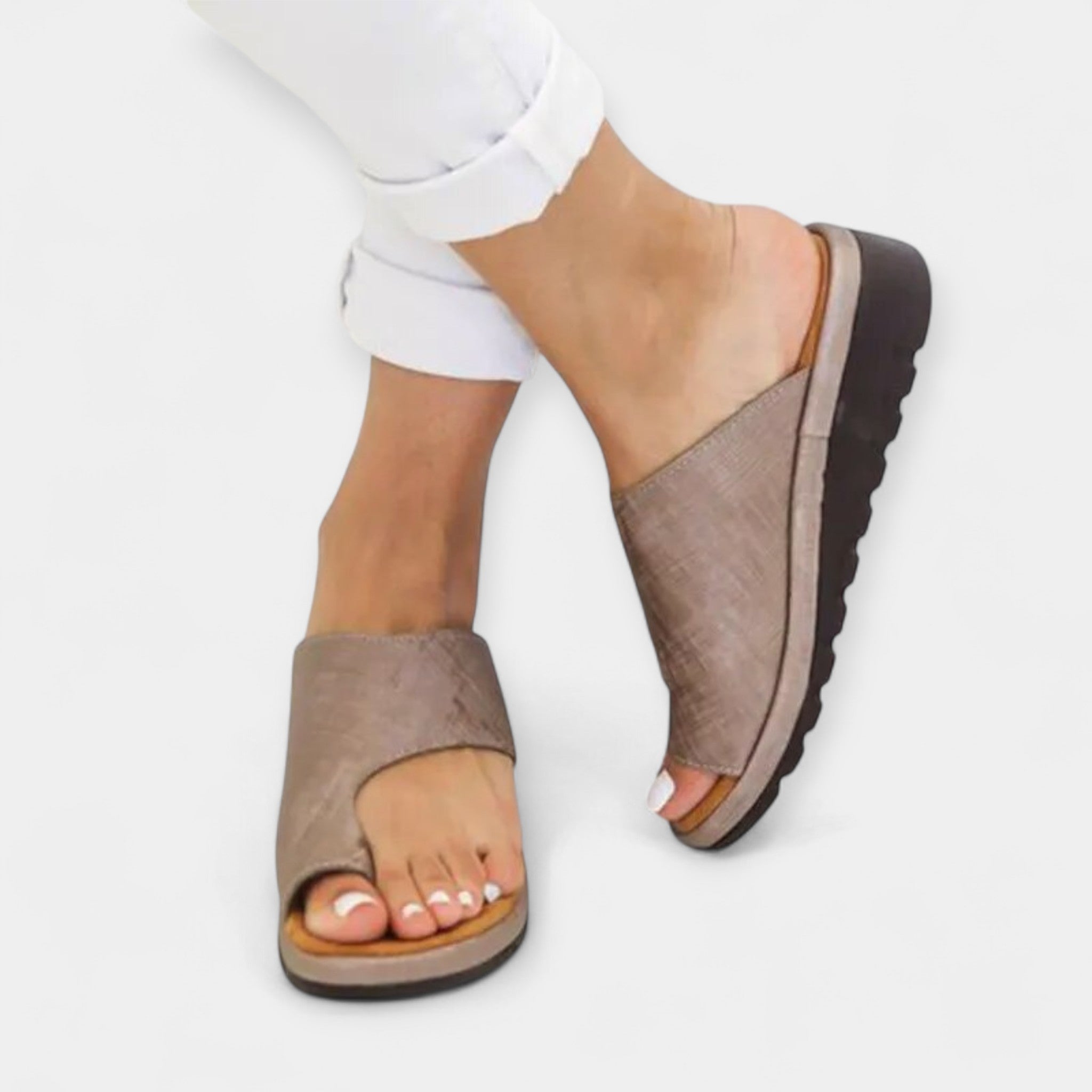 Leather Sandals With Orthopaedic Support And Padded Insole