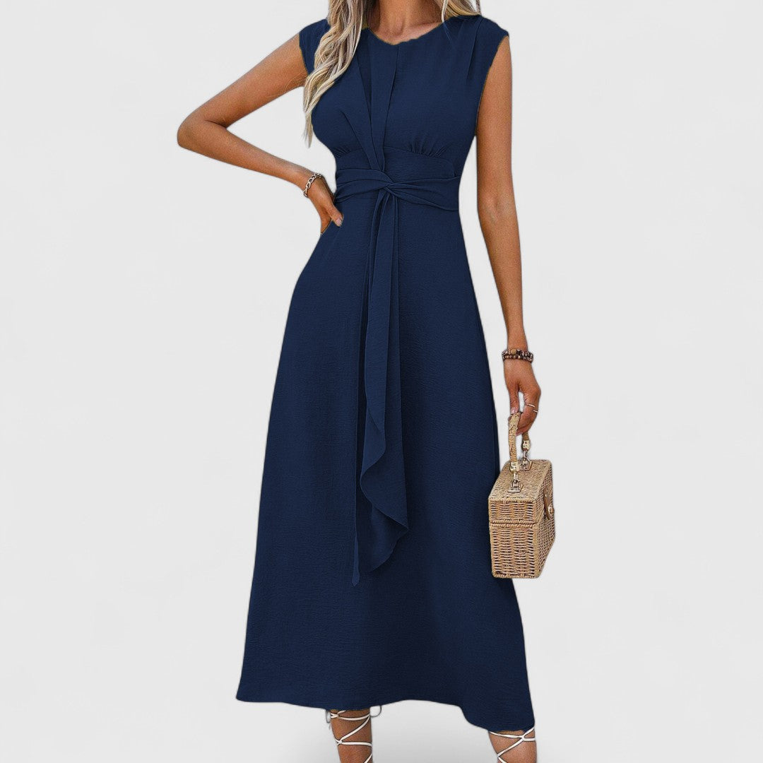 Theano Sleeveless Maxi Dress With Round Neckline Elegant