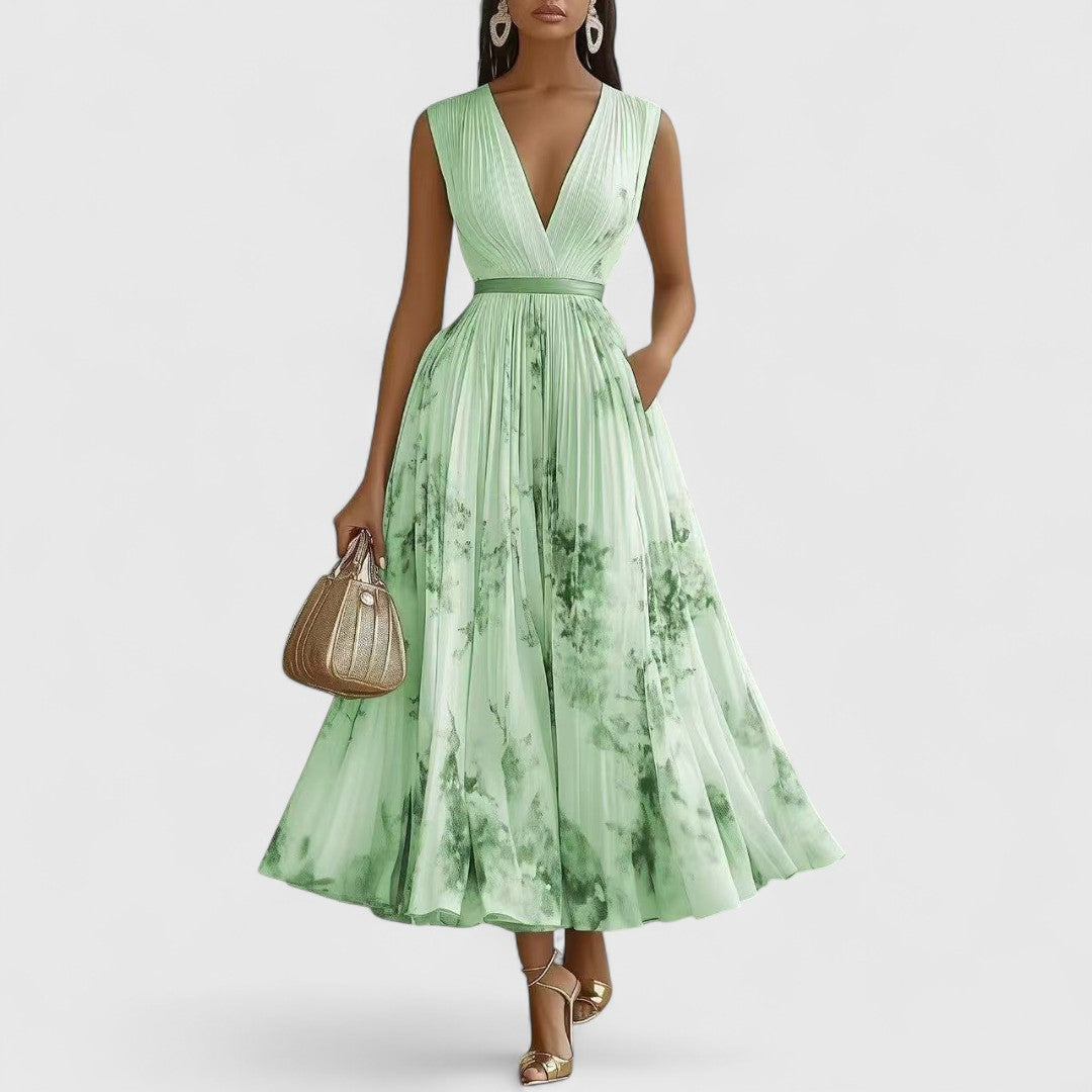 Athena Elegant Floral Dress In Blue And White For Occasions