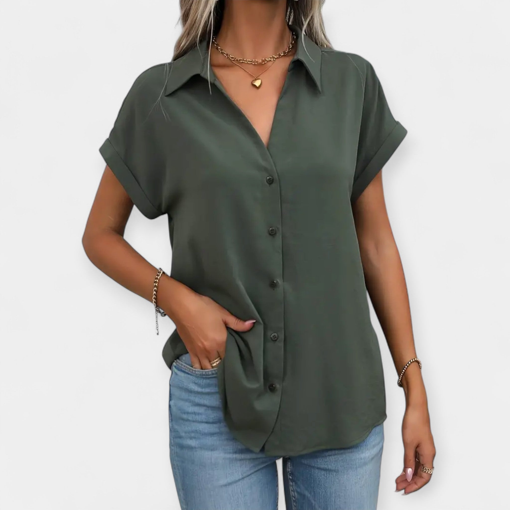 Relaxed Summer Shirt With Short Sleeves Breathable Fabric