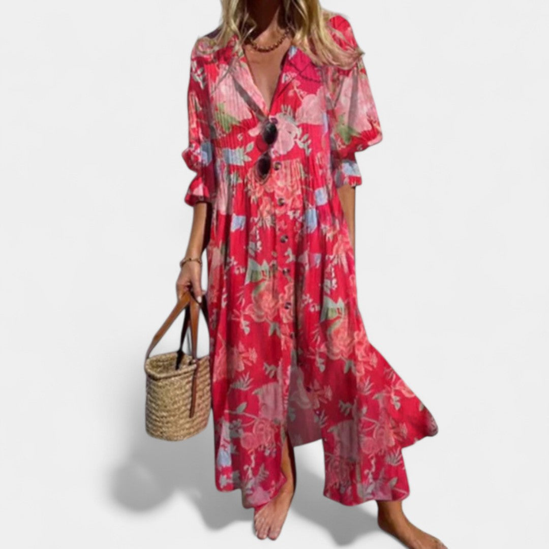 Anais Floral Maxi Dress With Pockets And Flowy Silhouette