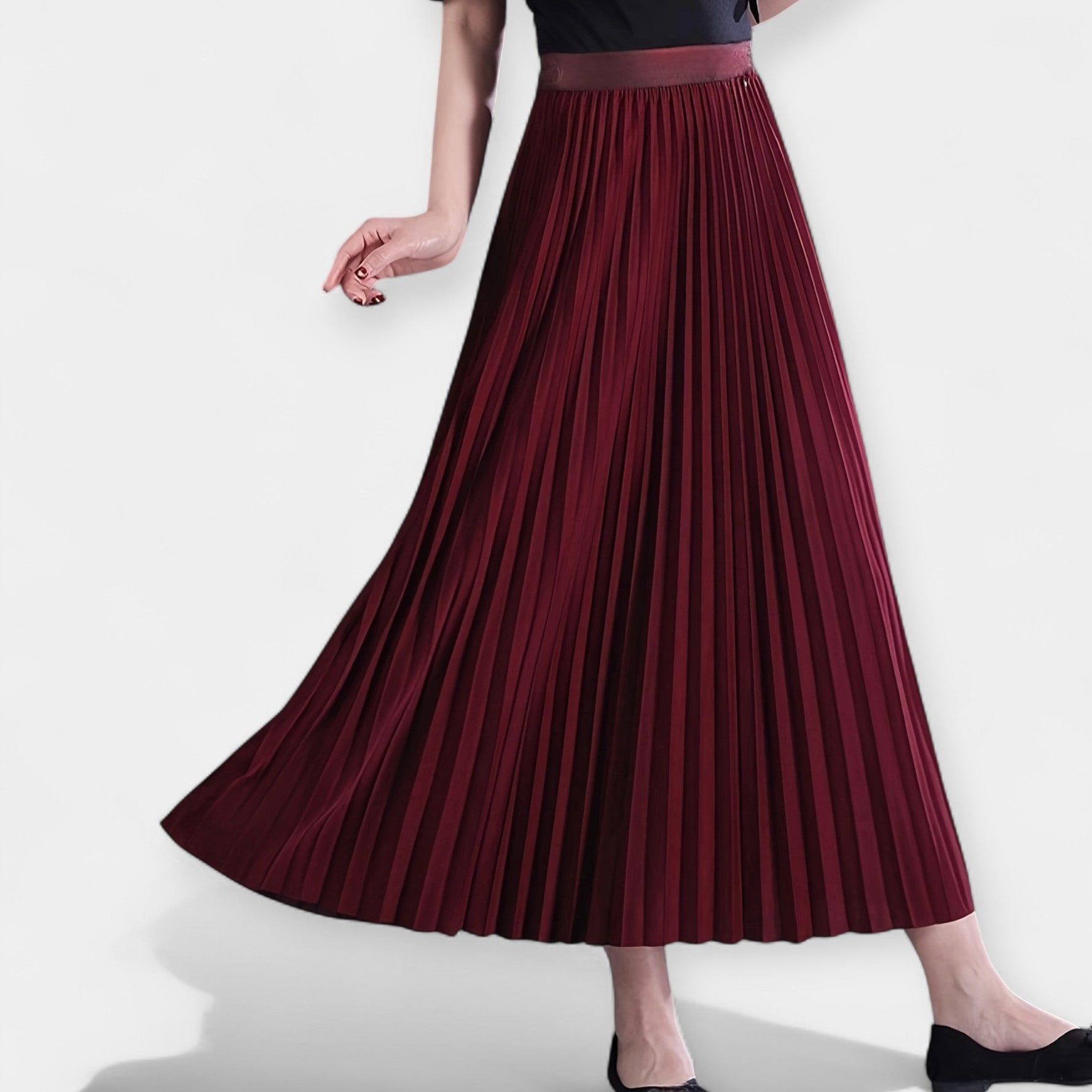 Long Pleated Skirt High Waist With Wide Silhouette Elegance