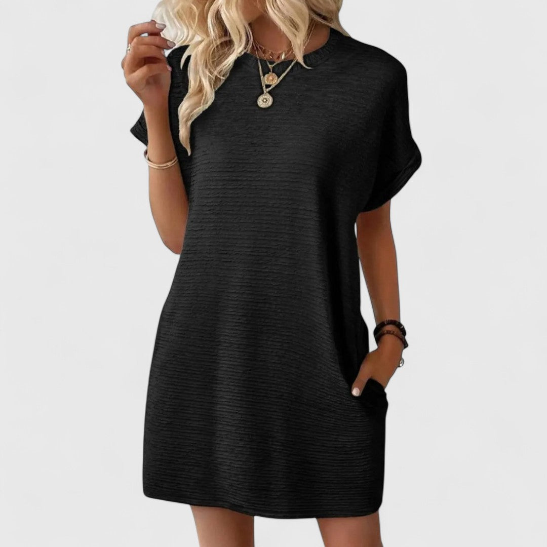 Pantelia Minimalist Dress Round Neckline For Elegant Looks