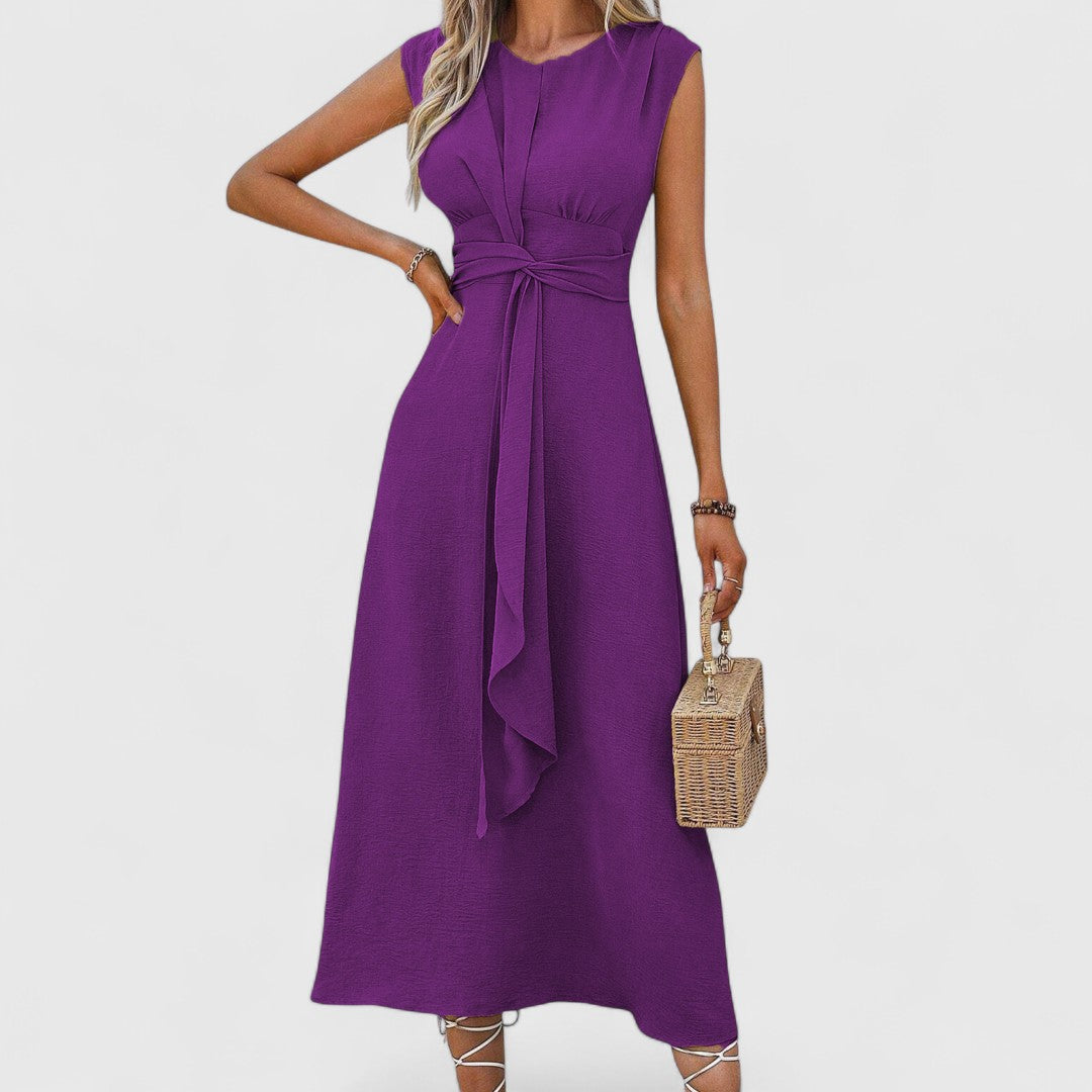 Theano Sleeveless Maxi Dress With Round Neckline Elegant