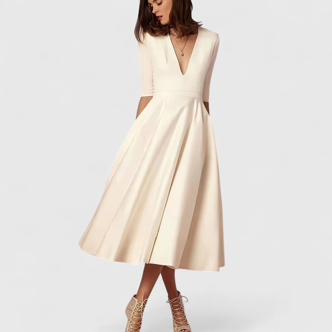 Elena V Neck Evening Dress For Classic Elegant Style