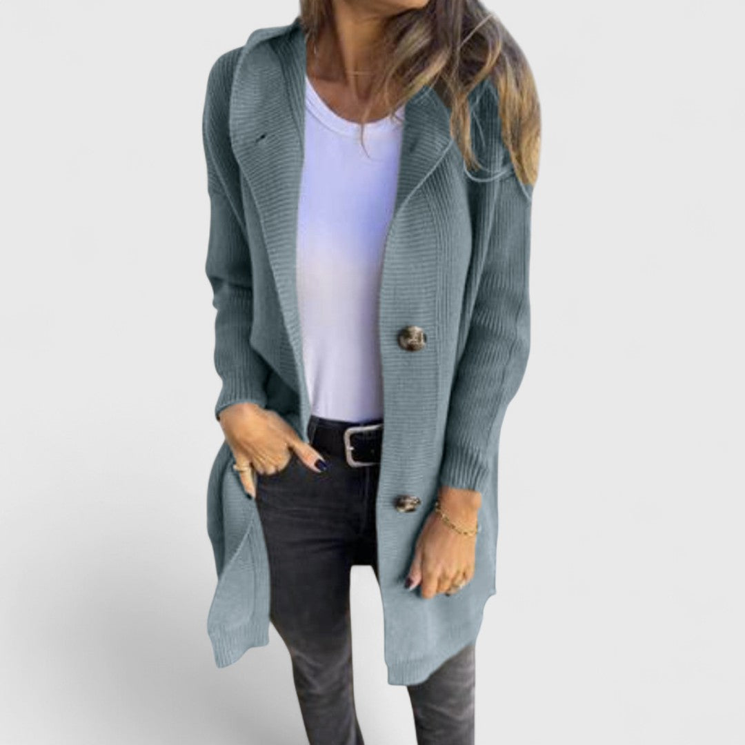Muireann - Longline Cardigan with Soft Knit Texture and Relaxed Elegance