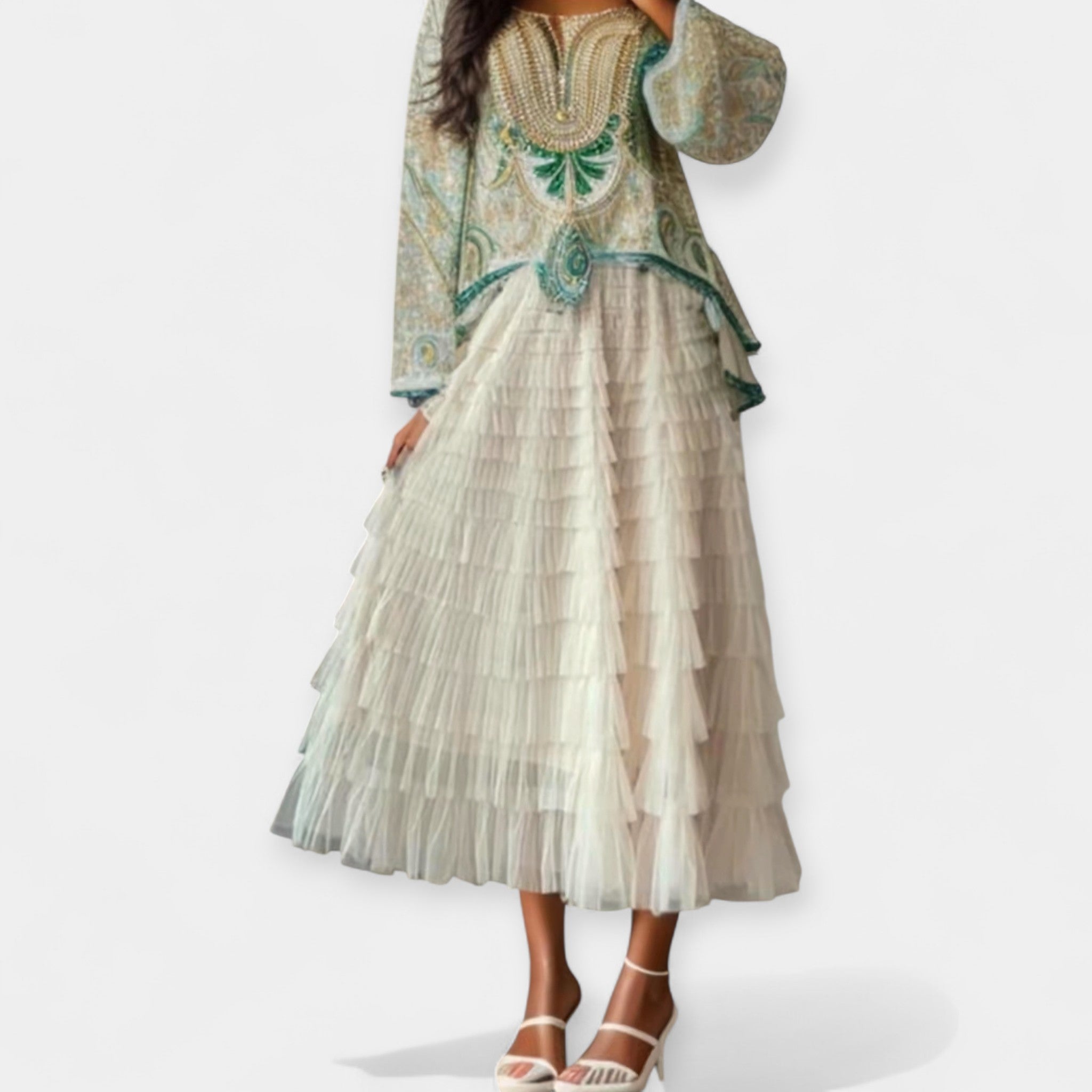 Elegant Layered Tulle Skirt With High Waist And Volume