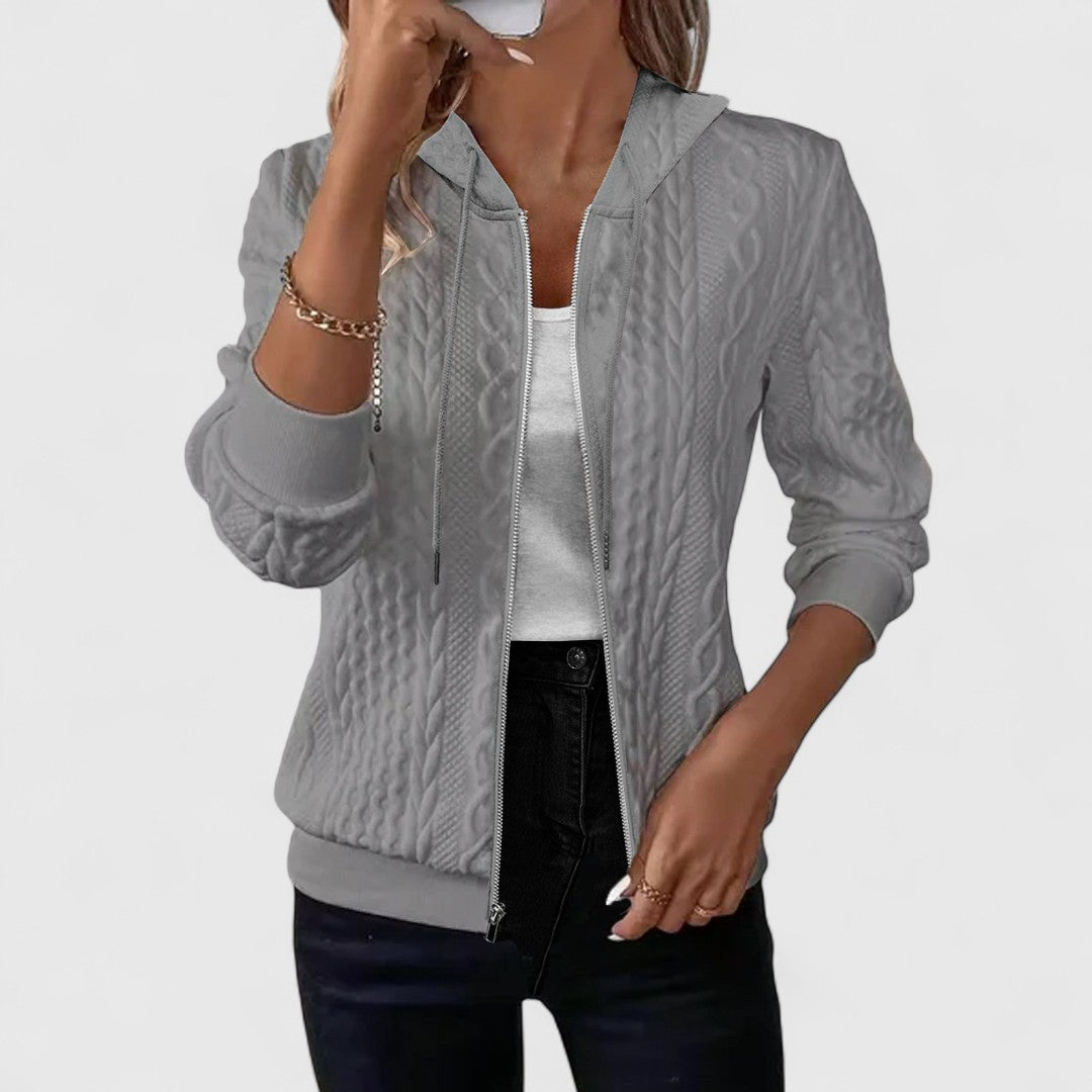 Eliana Fabric Bomber Jacket With Zipper For Sporty Look