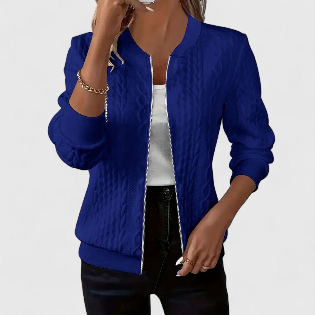 Eliana Fabric Bomber Jacket With Zipper For Sporty Look