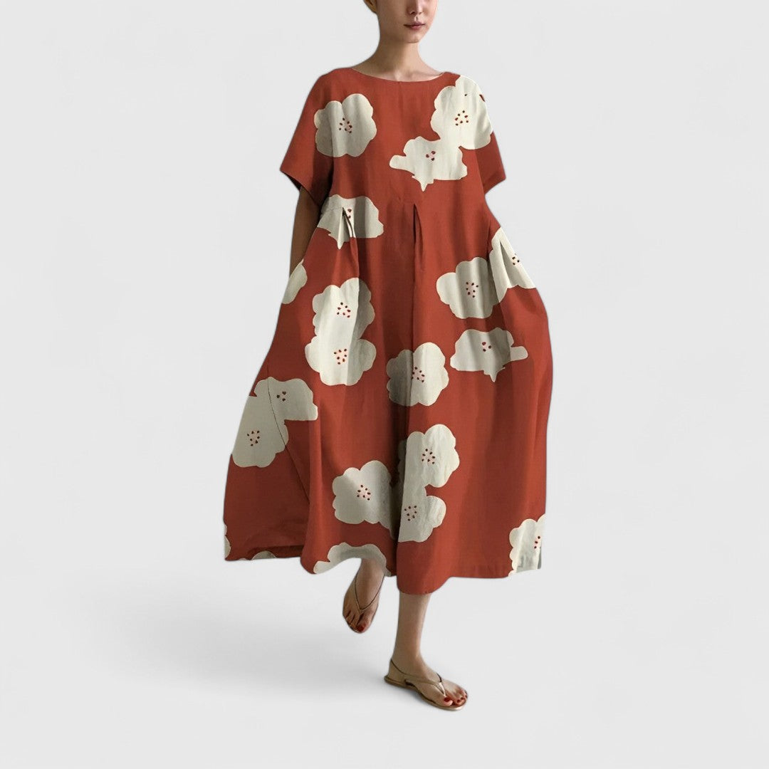 Spyridoula Dress With Striking Floral Pattern For Elegance