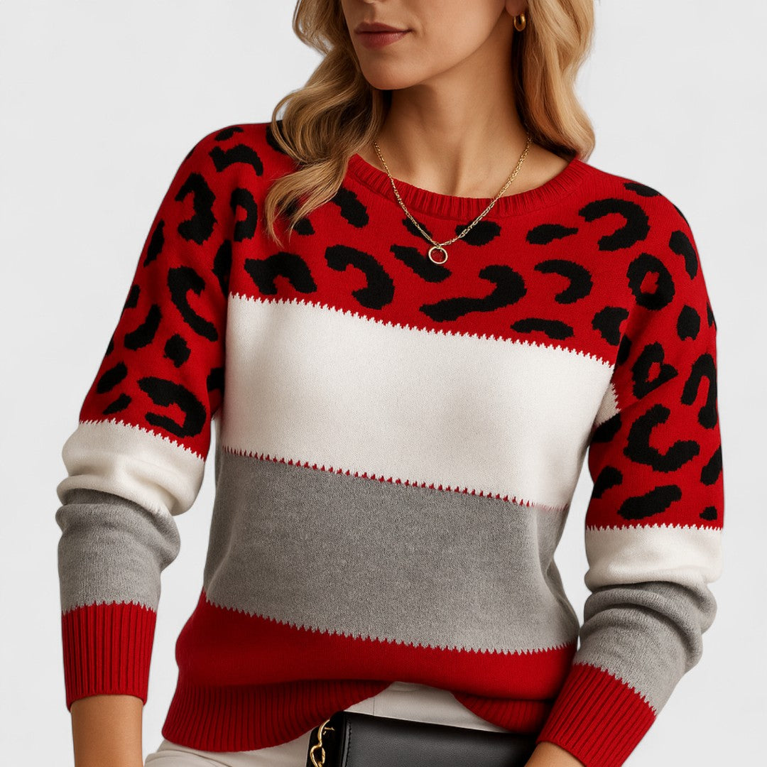 Ailbhe - Stylish Leopard Print Sweater With Effortless Comfort