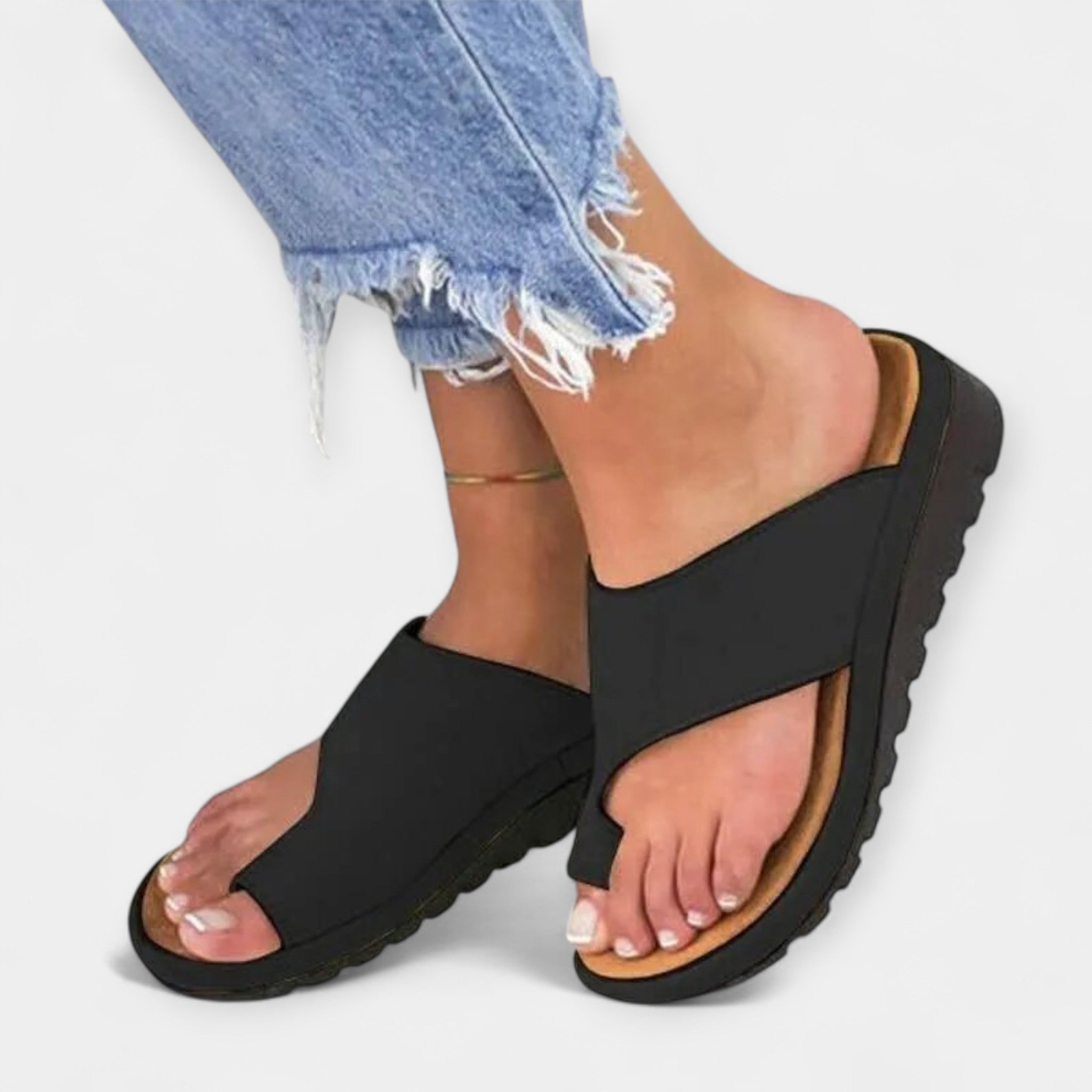 Leather Sandals With Orthopaedic Support And Padded Insole