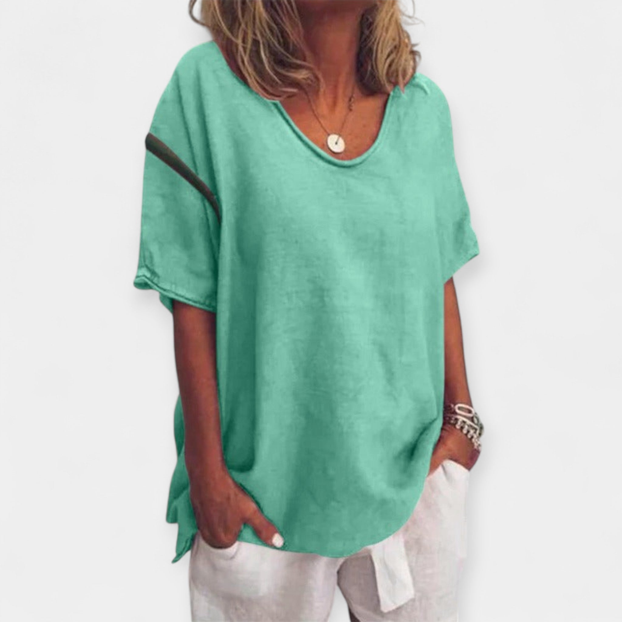 Breathable Summer Blouse With V Neckline For Women Everyday