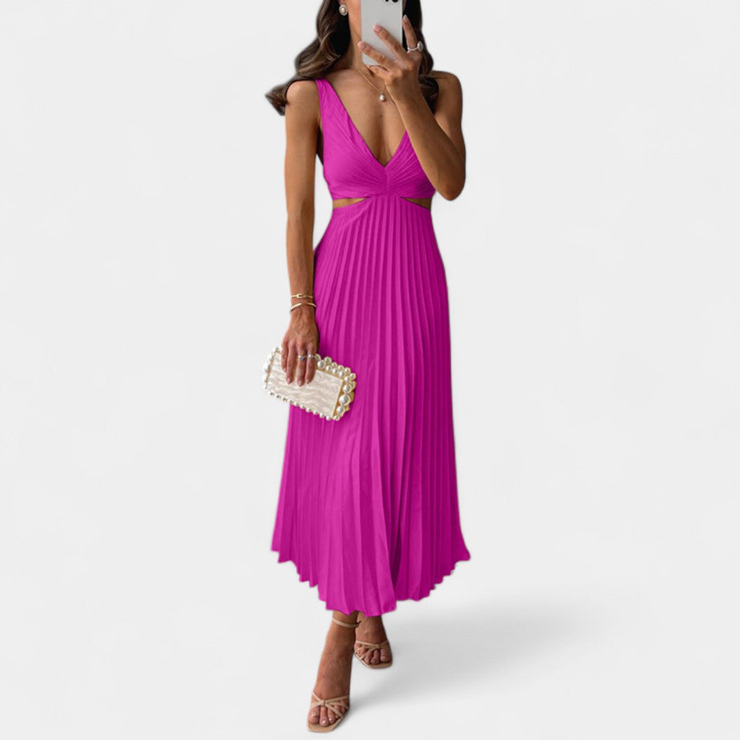 Iphigenia Pleated Maxi Dress With Irresistible Elegance