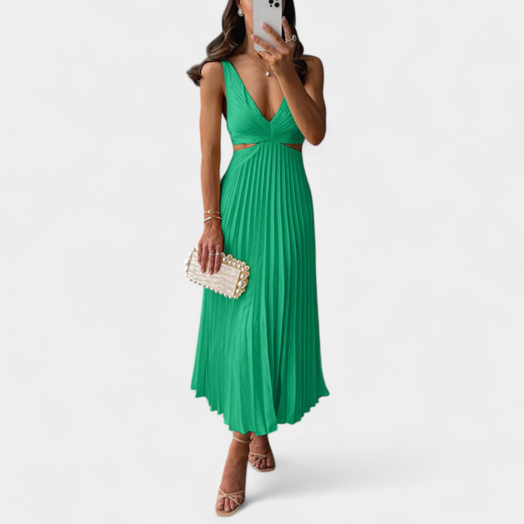 Iphigenia Pleated Maxi Dress With Irresistible Elegance