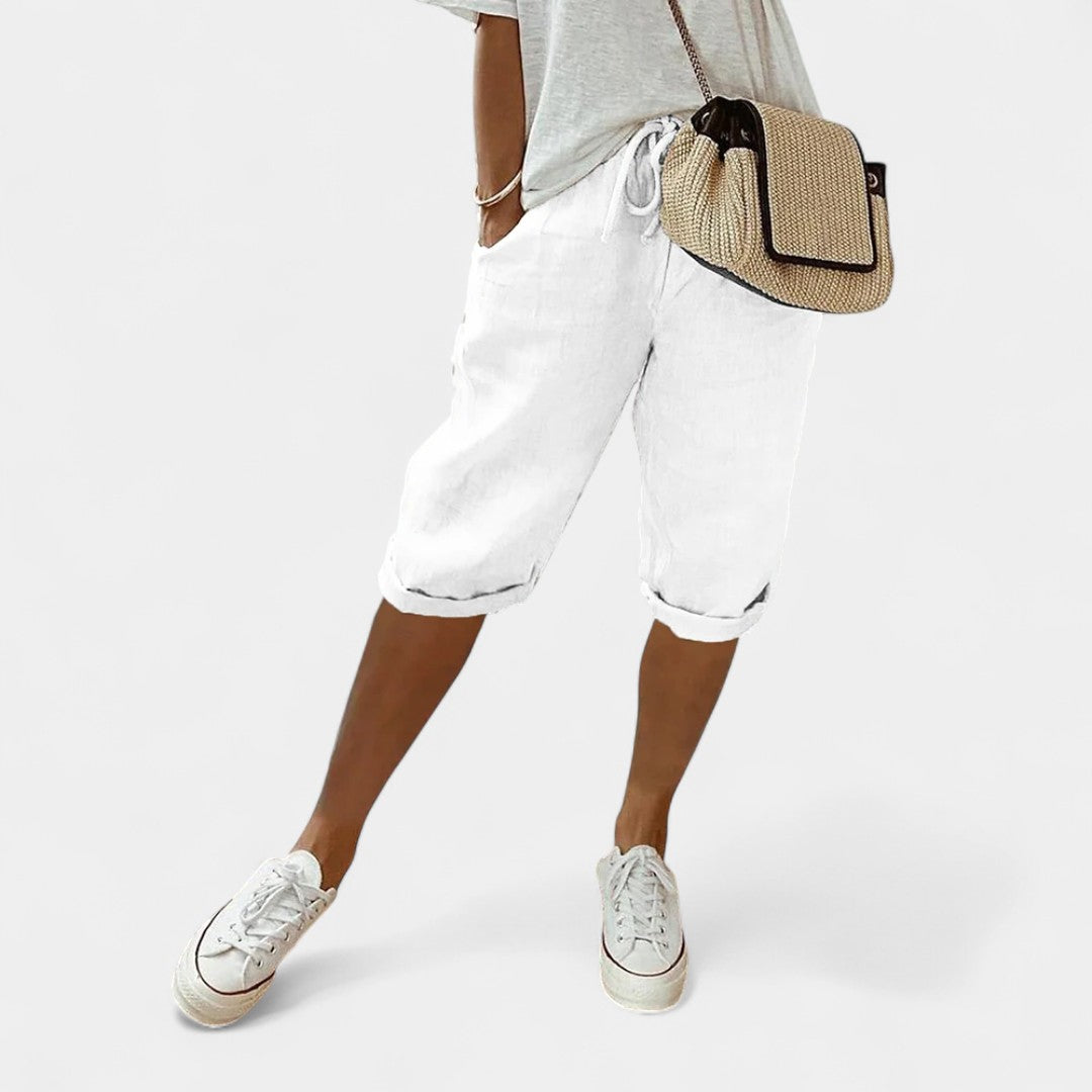 Laodike Cotton Linen Bermuda Shorts For Everyday Wear