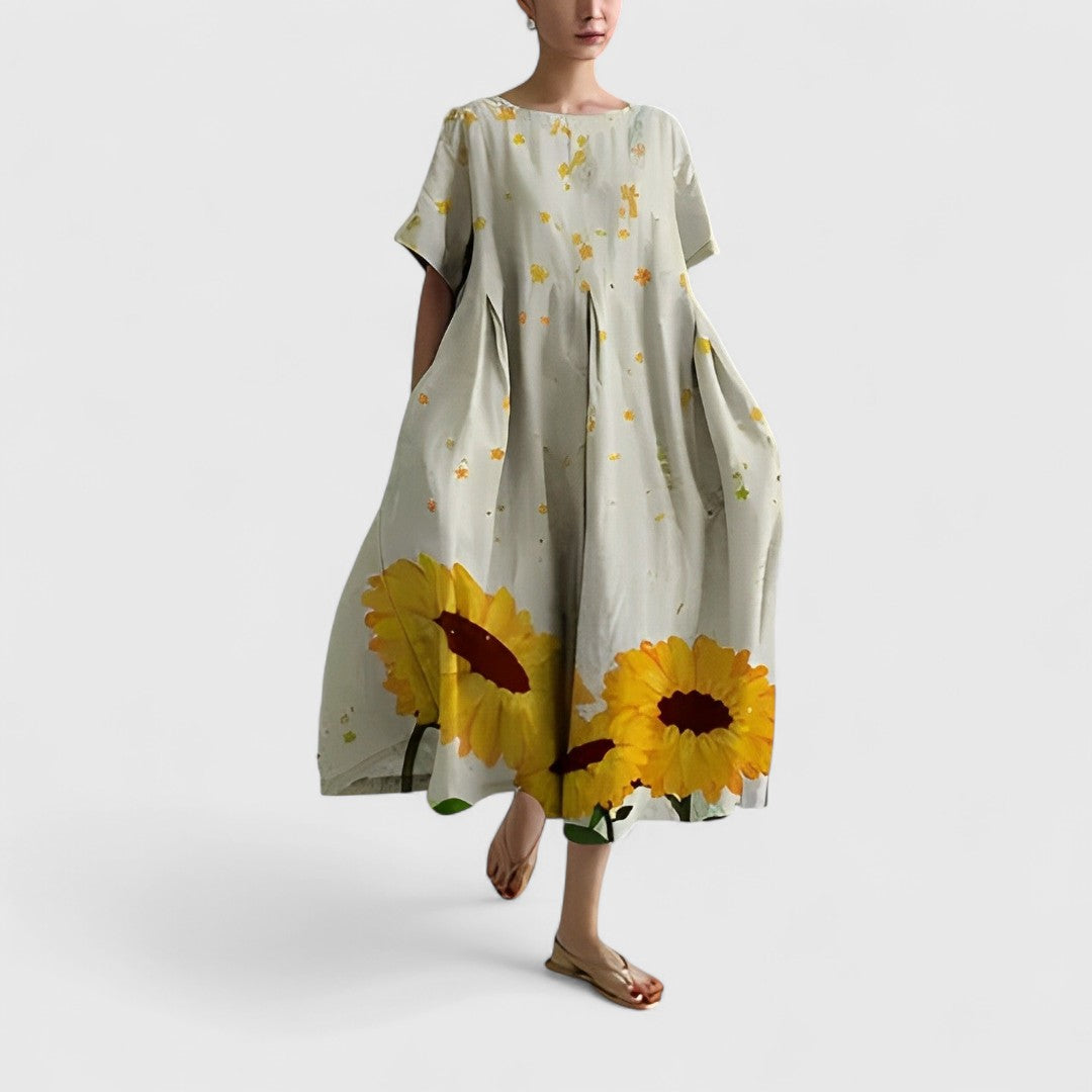 Spyridoula Dress With Striking Floral Pattern For Elegance