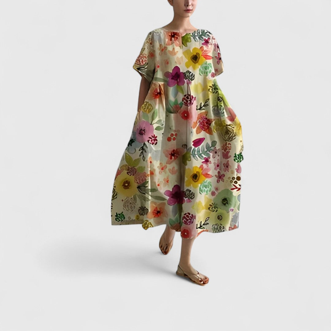 Spyridoula Dress With Striking Floral Pattern For Elegance