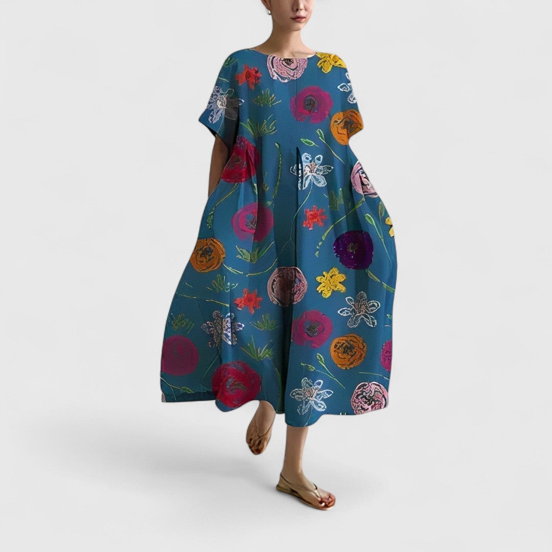 Spyridoula Dress With Striking Floral Pattern For Elegance