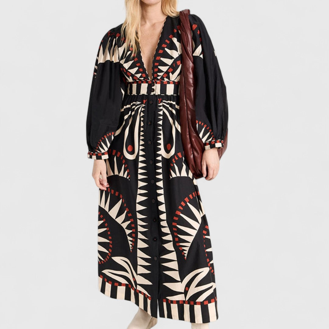 Christina Maxi Dress With Long Sleeves And Airy Silhouette
