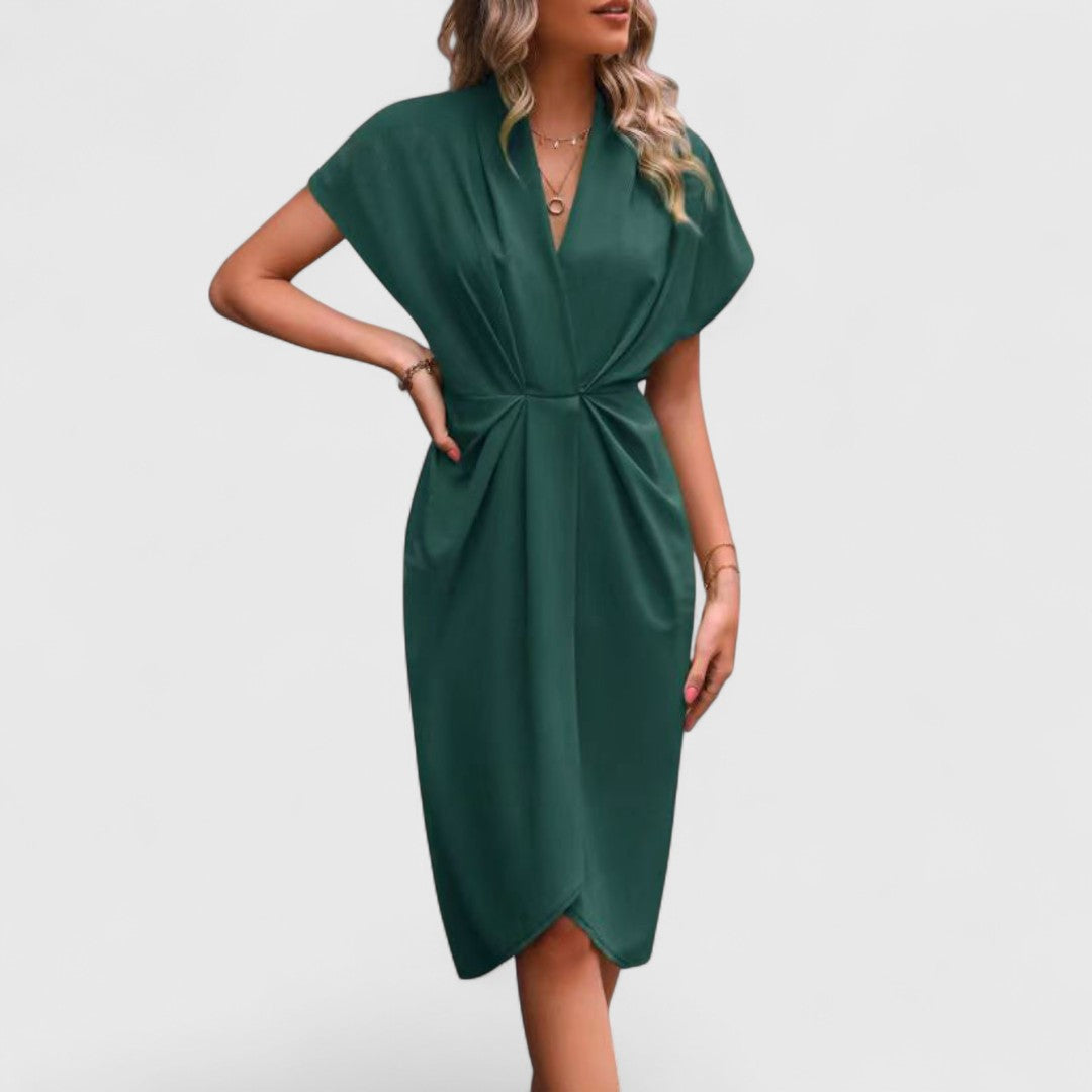 Athanasia Chic Midi Wrap Dress For Women Flattering