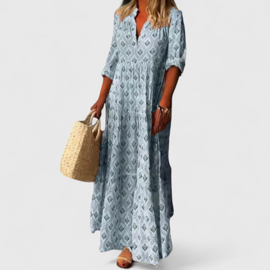 Chrysovalantou Light V Neck Blouse Three Quarter Sleeves