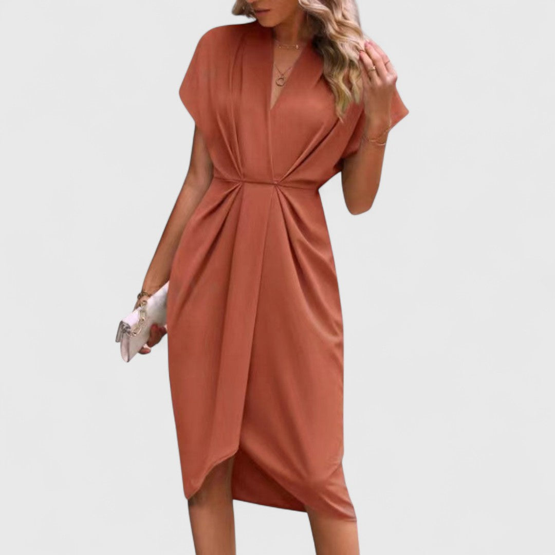 Athanasia Chic Midi Wrap Dress For Women Flattering