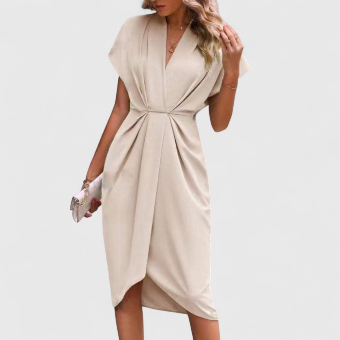 Athanasia Chic Midi Wrap Dress For Women Flattering
