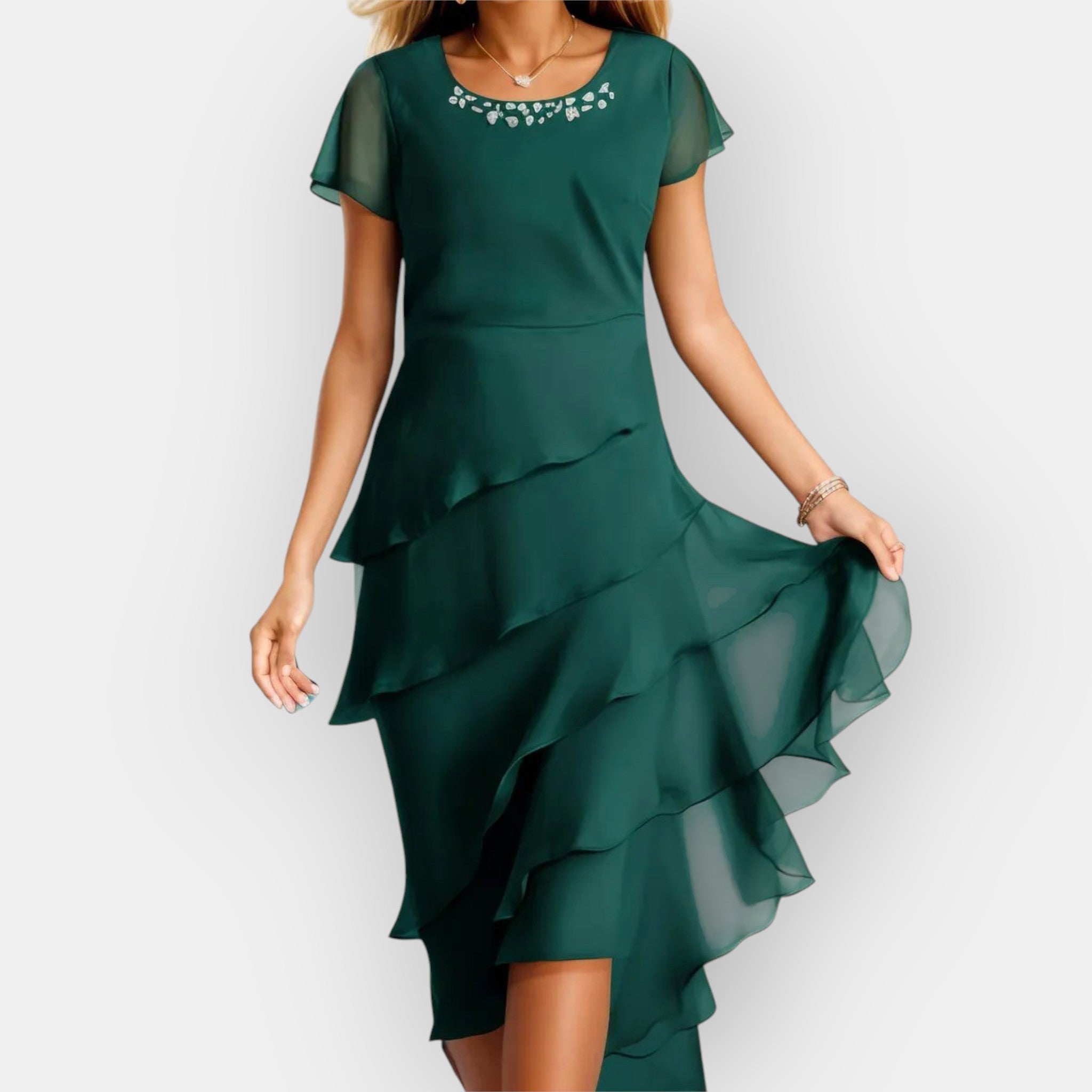 Airy Chiffon Dress With Flowing Silhouette For Evening Wear