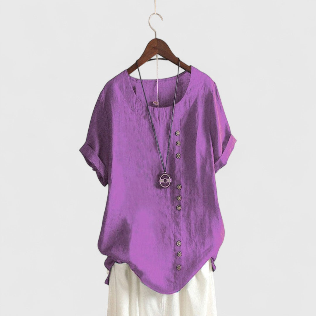 Polyxene Womens Comfortable Short Sleeve Cotton Blouse