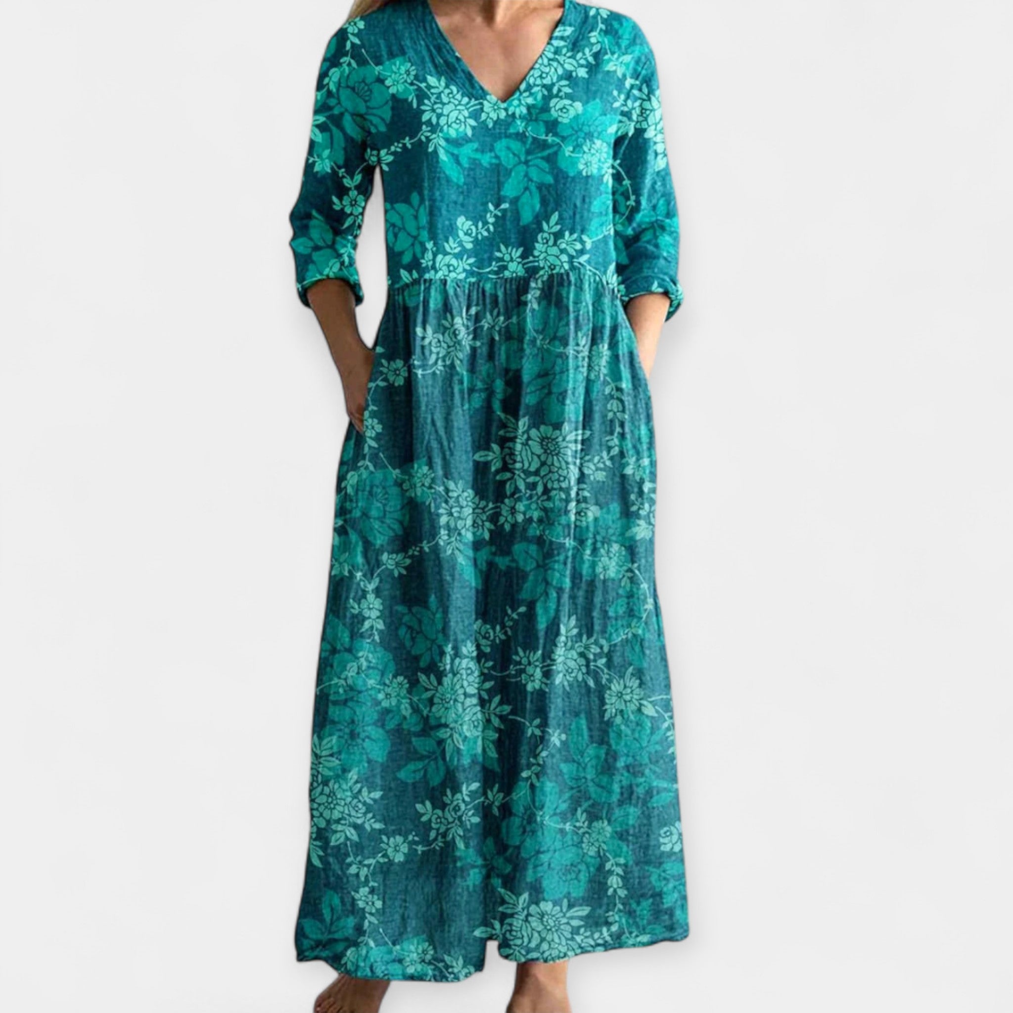 Airy Floral Dress With V Neck And Relaxed Fit For Summer